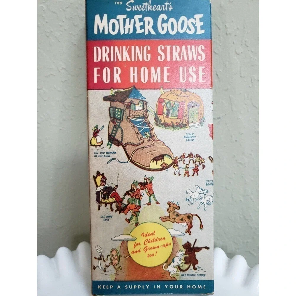 Maryland Paper Products Vintage Mother Goose Drinking Straws  1950s Collectible
